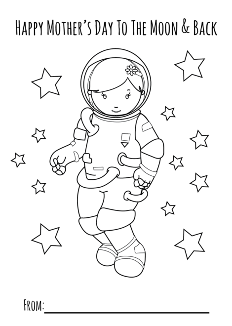 Moon Girl Mothers Day Printable Coloring Page