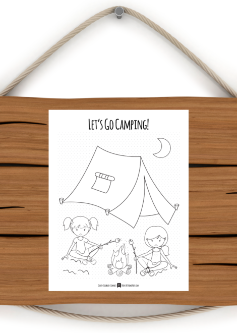 Girls Camping Coloring Page