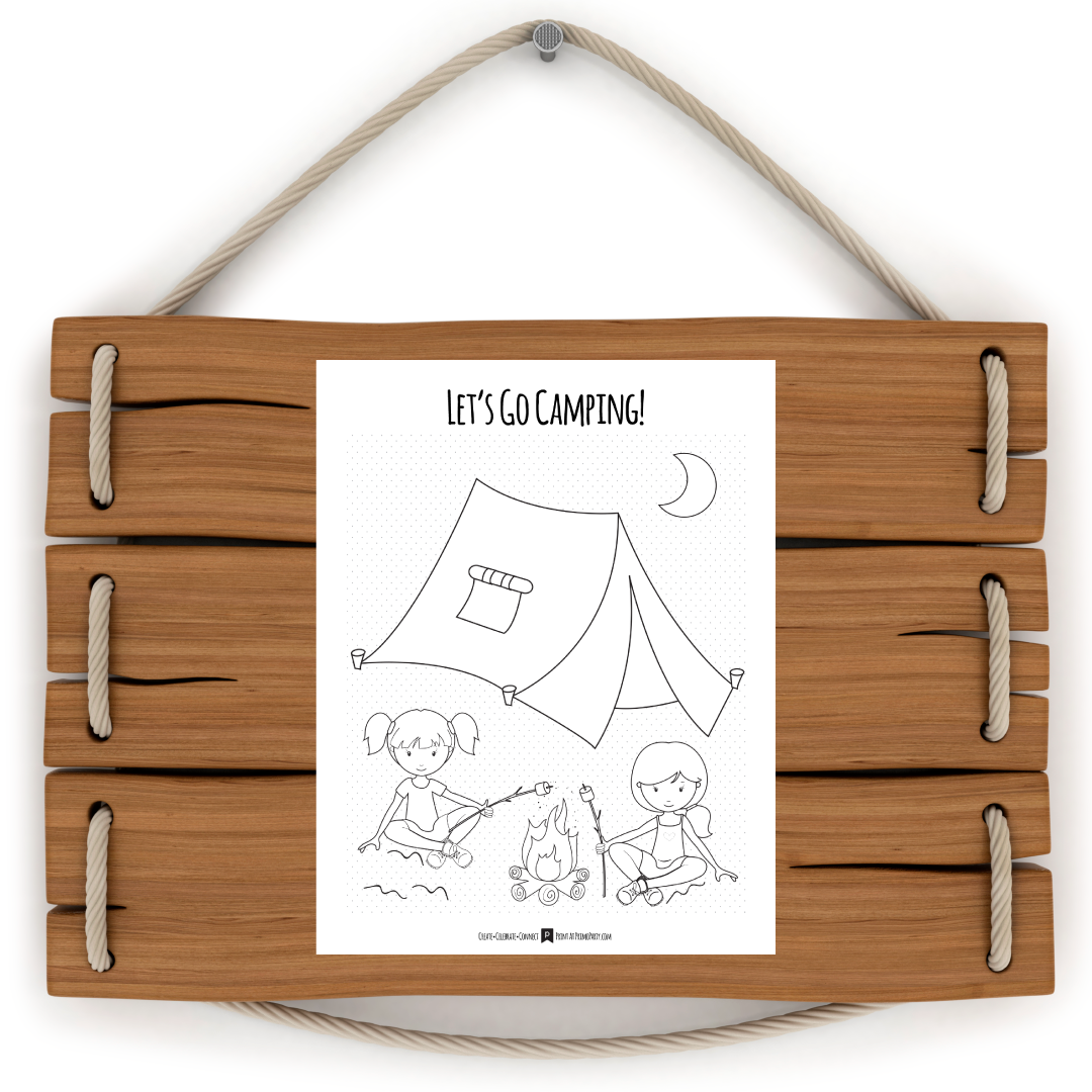 Girls Camping Coloring Page