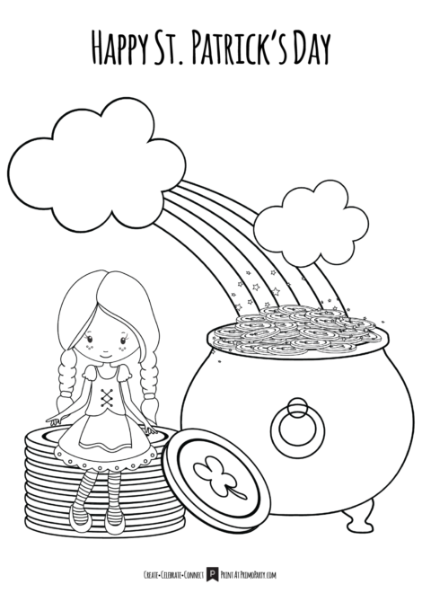 Girls St Patrick's Day Coloring Page