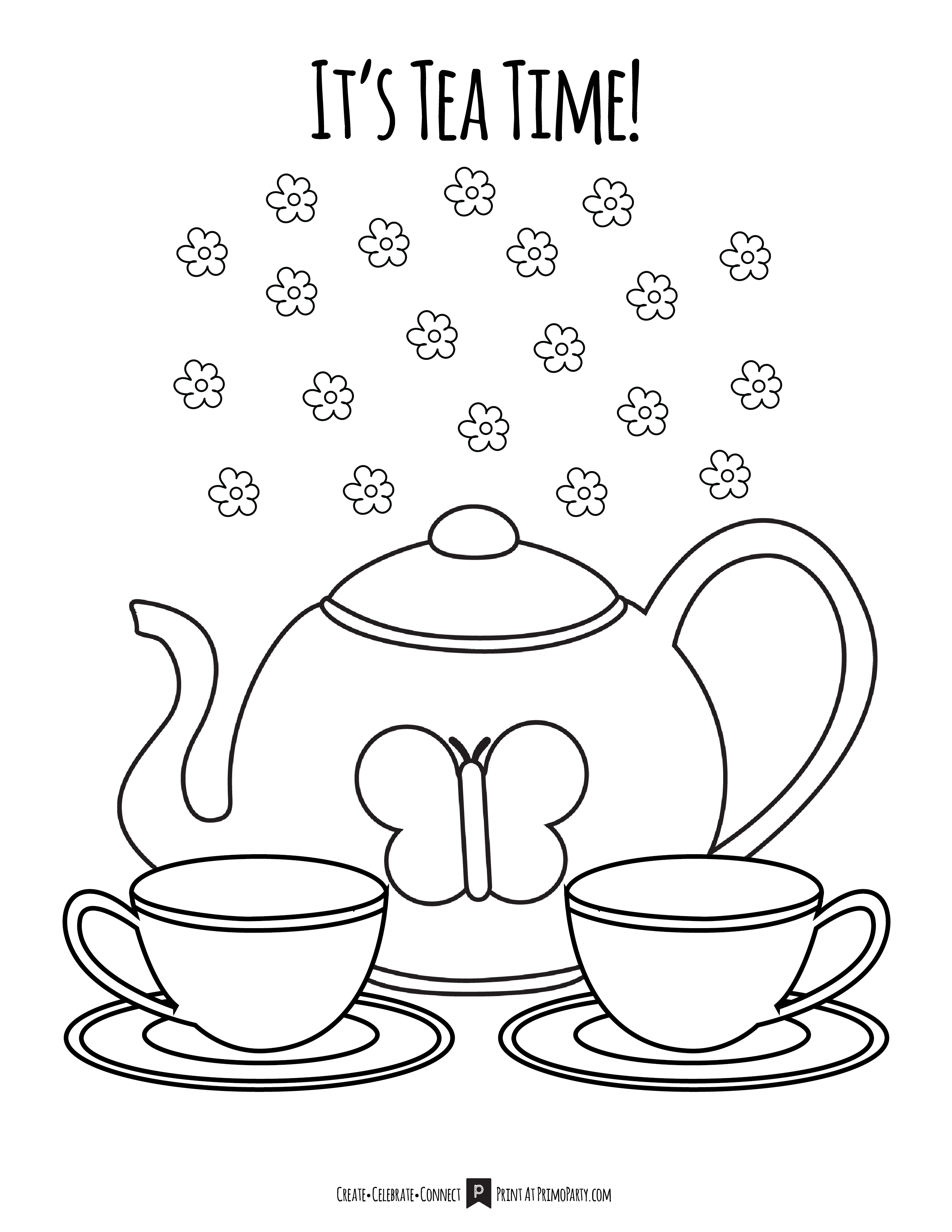 Free Printable Tea Party Coloring Pages Printable Templates